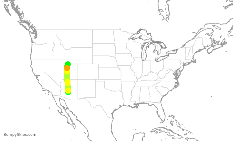 Turbulence forecast map for SWA4792, PHX to SLC
