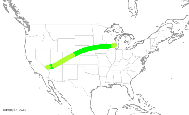Turbulence forecast map for SWA4795, LAS to MKE