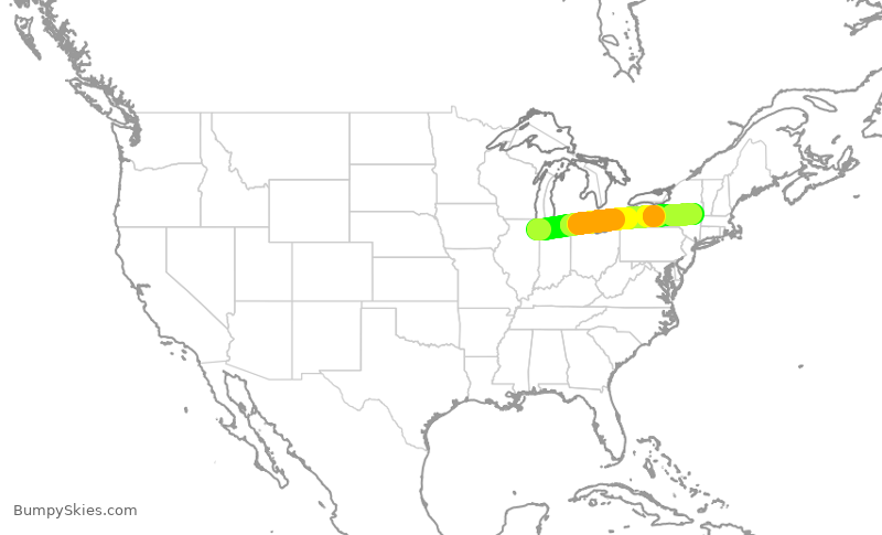 Turbulence forecast map for SWA4795, MDW to ALB