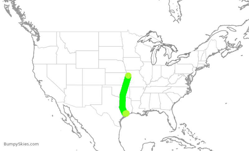 Turbulence forecast map for SWA4798, MCI to HOU