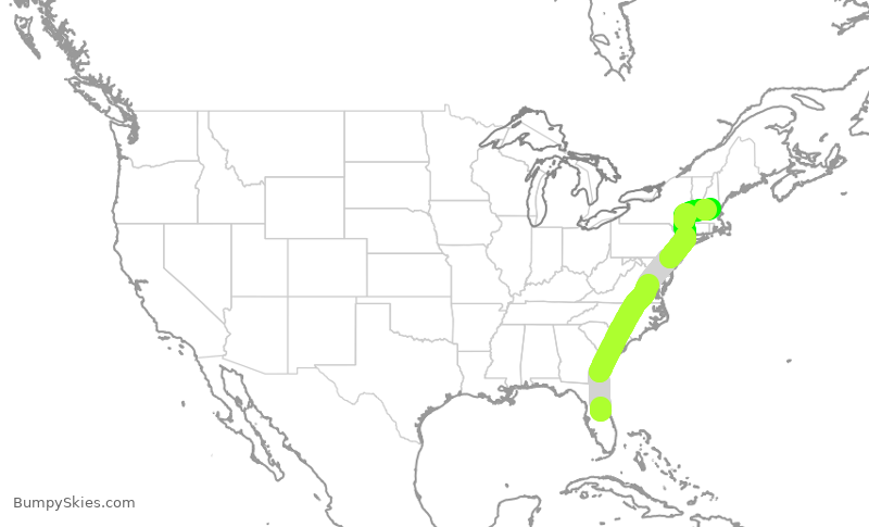 Turbulence forecast map for SWA4802, MCO to MHT