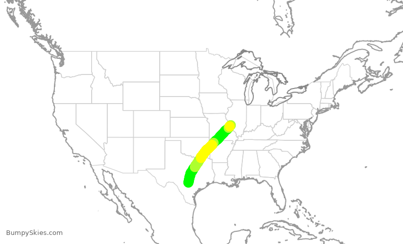 Turbulence forecast map for SWA4809, SAT to STL
