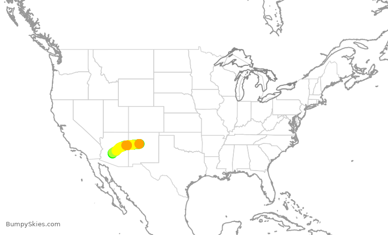 Turbulence forecast map for SWA4812, ABQ to PHX