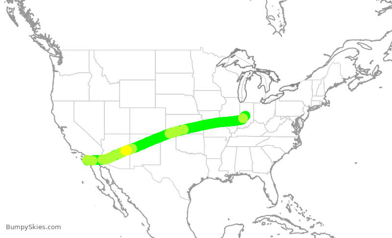 Turbulence forecast map for SWA4821, SAN to IND