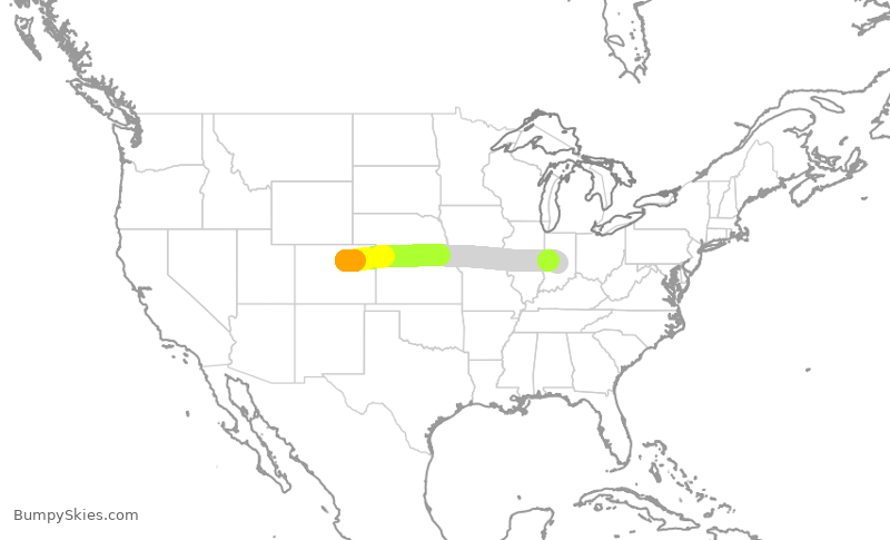 Turbulence forecast map for SWA4822, DEN to IND