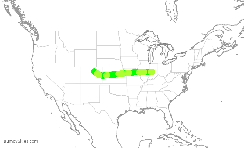 Turbulence forecast map for SWA4826, IND to DEN
