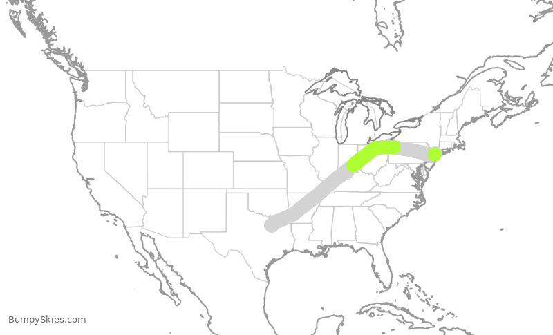 Turbulence forecast map for SWA4827, DAL to LGA