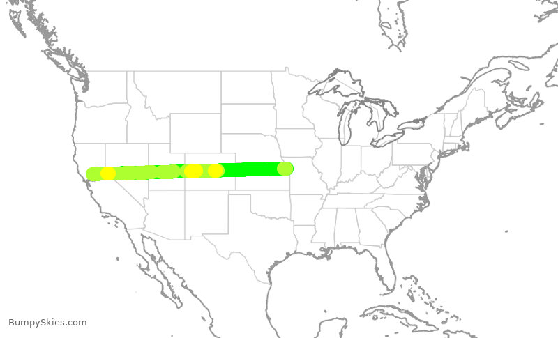 Turbulence forecast map for SWA4828, MCI to SMF