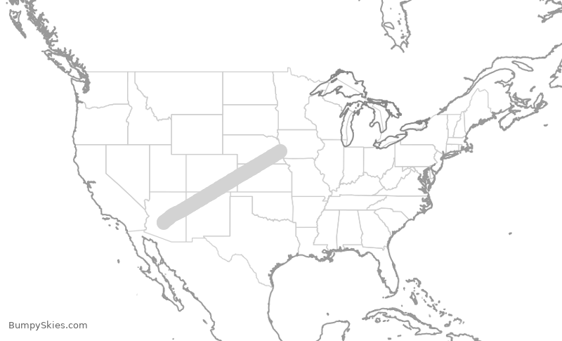 Turbulence forecast map for SWA4835, OMA to PHX