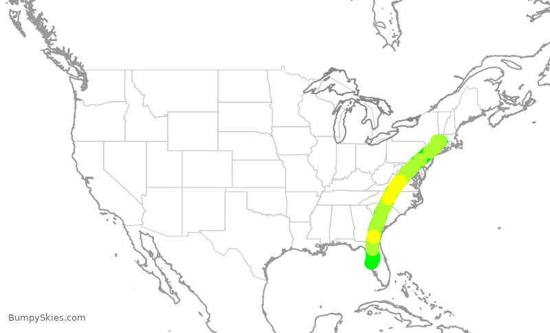 Turbulence forecast map for SWA483, BDL to TPA