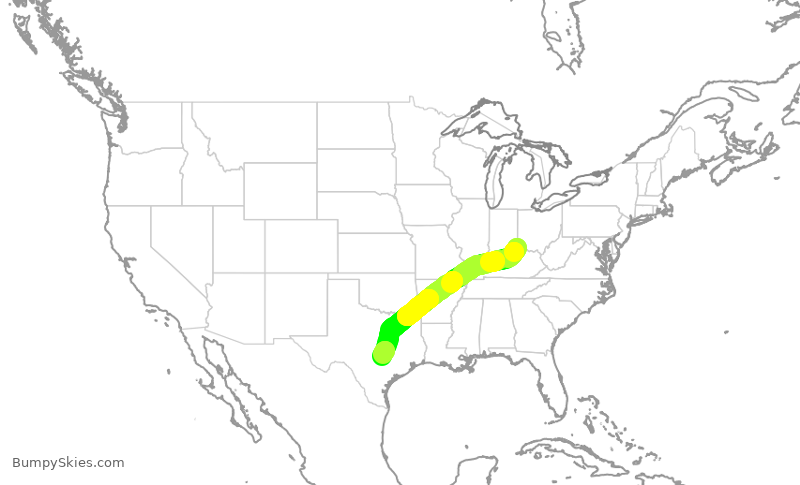 Turbulence forecast map for SWA483, CVG to AUS