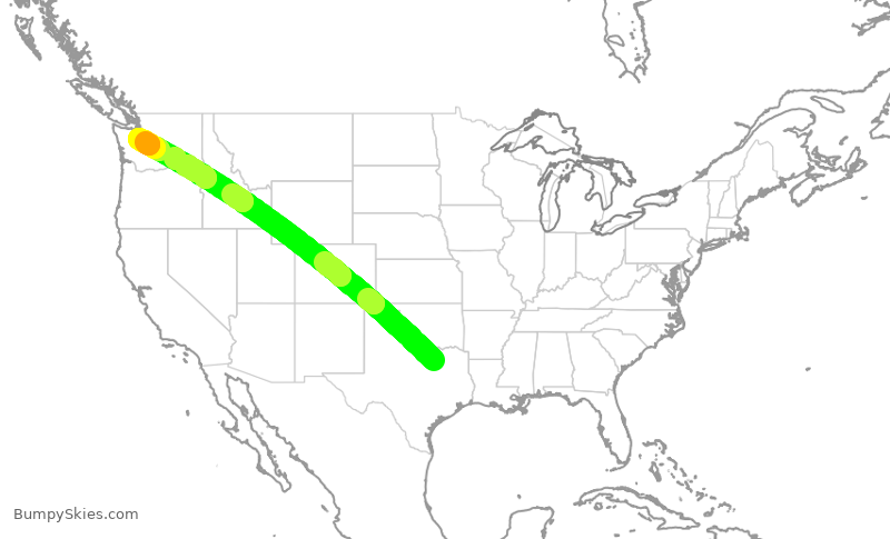 Turbulence forecast map for SWA4840, DAL to SEA
