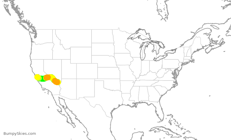 Turbulence forecast map for SWA4851, SJC to LAS
