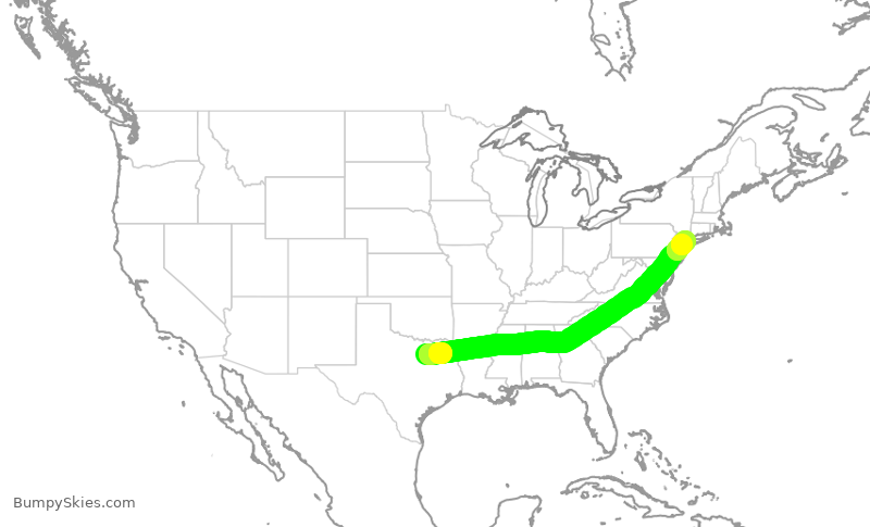 Turbulence forecast map for SWA4852, DAL to LGA