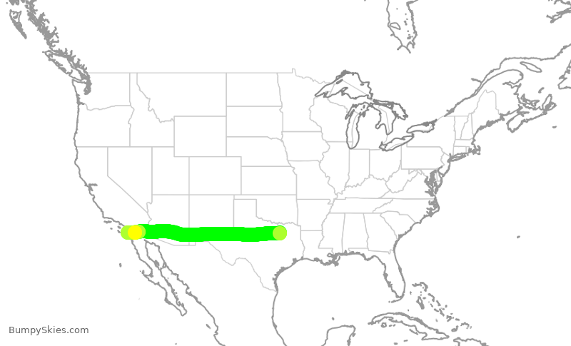 Turbulence forecast map for SWA4853, DAL to SAN