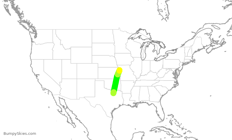 Turbulence forecast map for SWA4855, DAL to MCI
