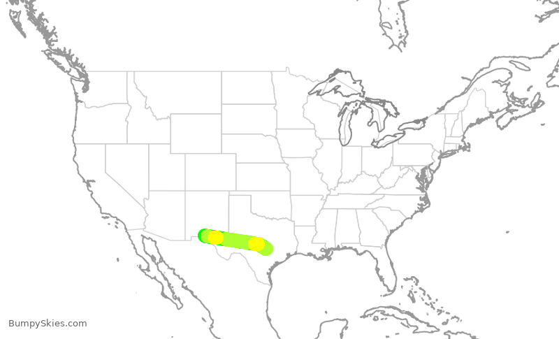 Turbulence forecast map for SWA4856, ELP to AUS