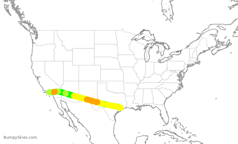 Turbulence forecast map for SWA4857, HOU to LAX