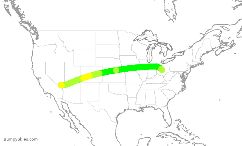 Turbulence forecast map for SWA4857, LAS to CMH