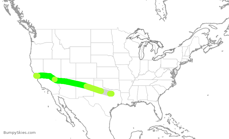 Turbulence forecast map for SWA485, DAL to SFO