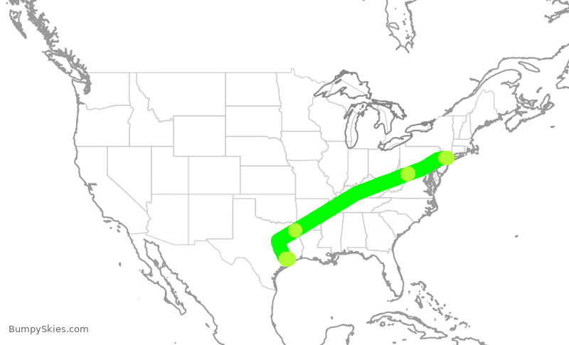 Turbulence forecast map for SWA4861, LGA to HOU