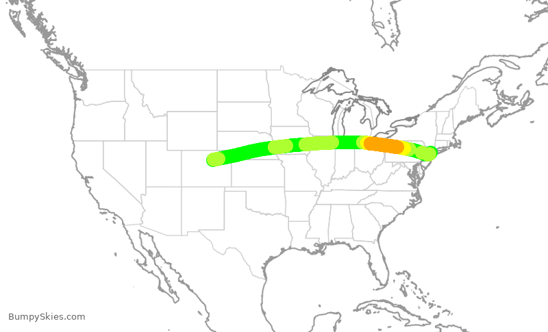 Turbulence forecast map for SWA4863, DEN to LGA