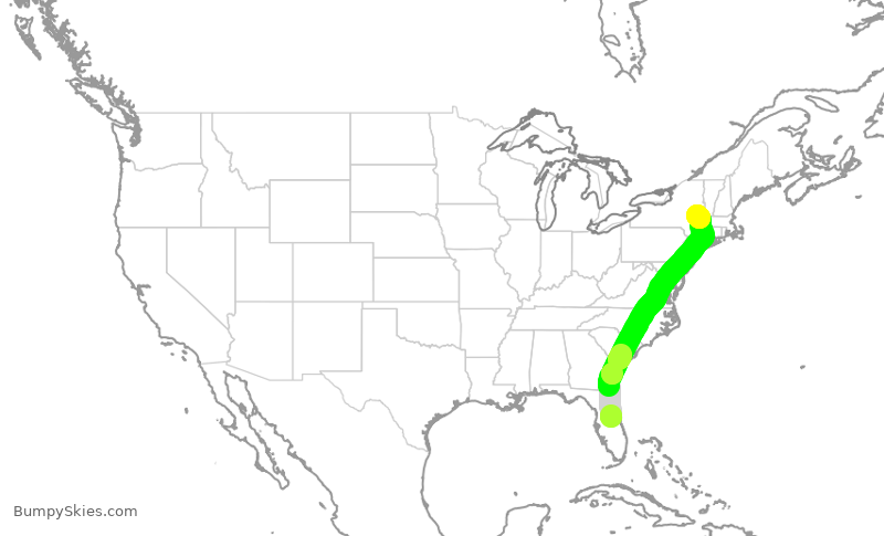 Turbulence forecast map for SWA4863, MCO to ALB