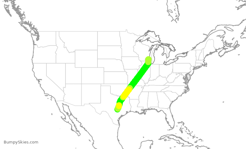 Turbulence forecast map for SWA4866, MKE to AUS