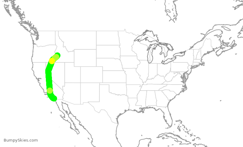 Turbulence forecast map for SWA4873, SAN to BOI