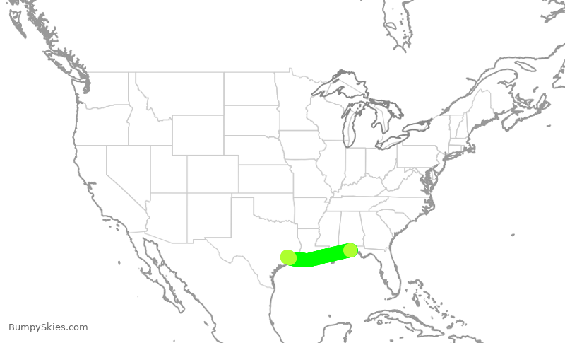 Turbulence forecast map for SWA4874, VPS to HOU