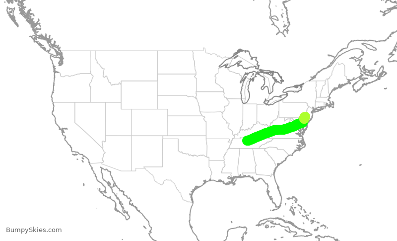Turbulence forecast map for SWA4879, BNA to PHL