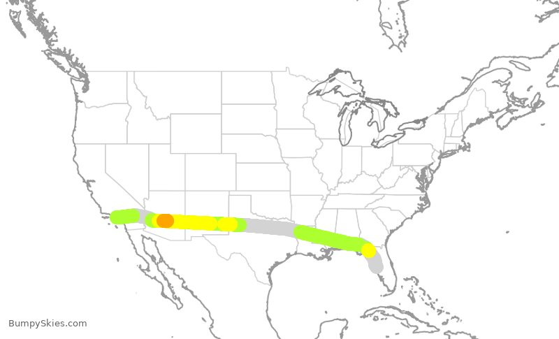 Turbulence forecast map for SWA4882, TPA to LAX