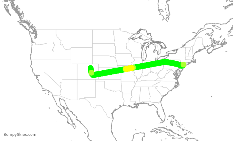 Turbulence forecast map for SWA4886, DEN to LGA