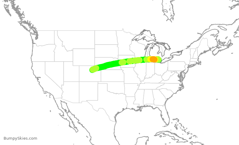 Turbulence forecast map for SWA4886, DTW to DEN
