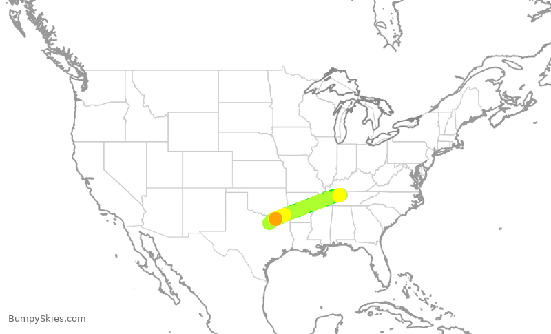 Turbulence forecast map for SWA488, BNA to DAL