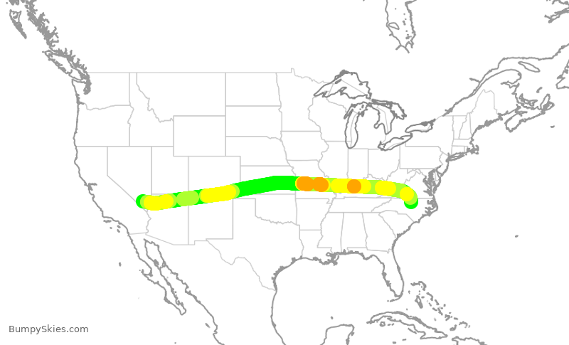 Turbulence forecast map for SWA488, LAS to RDU