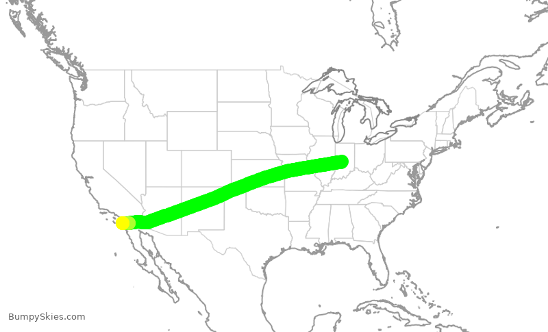 Turbulence forecast map for SWA4891, IND to SAN