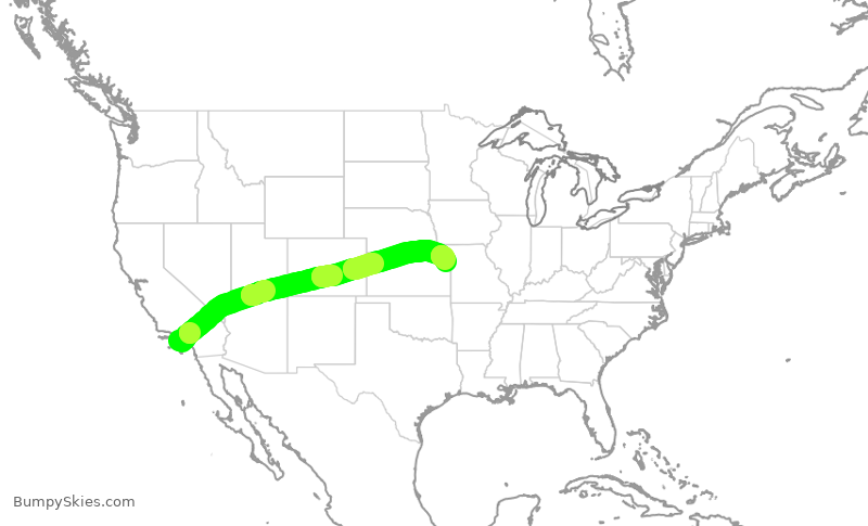 Turbulence forecast map for SWA4892, LAX to MCI