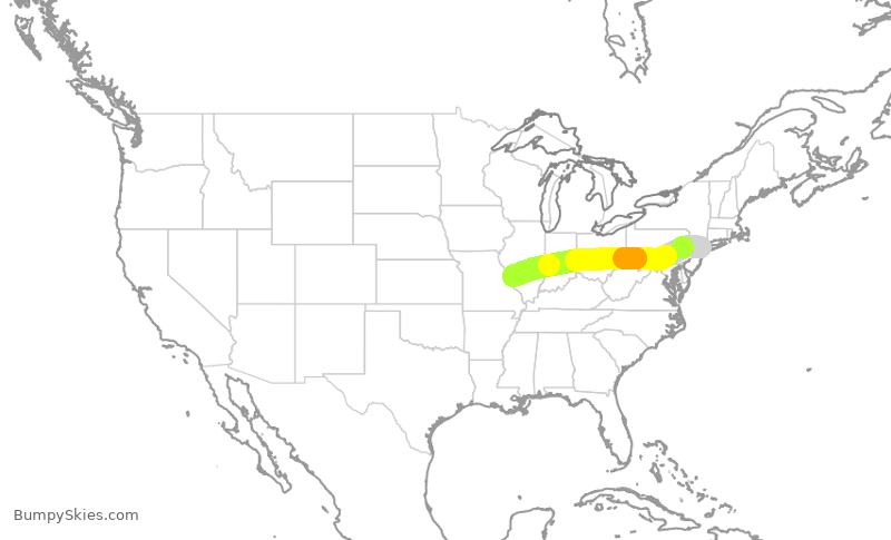 Turbulence forecast map for SWA4895, LGA to STL