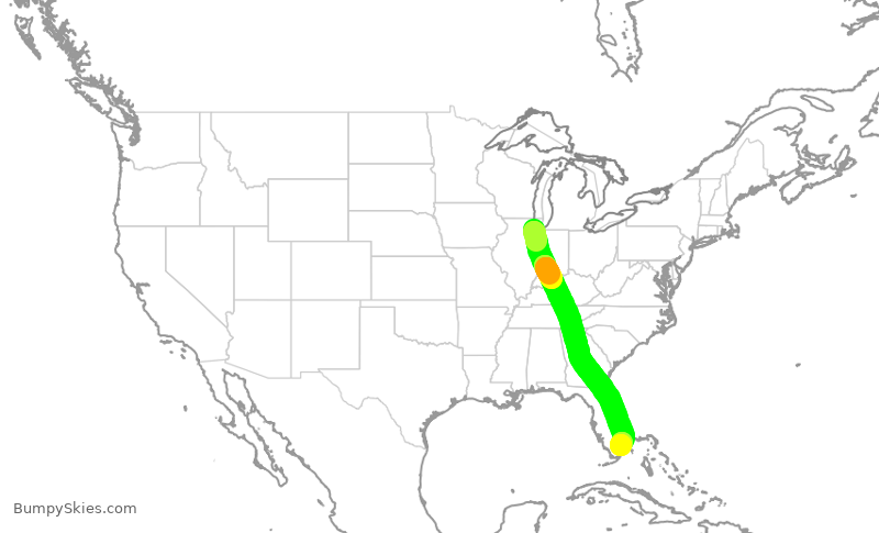 Turbulence forecast map for SWA4899, MDW to FLL