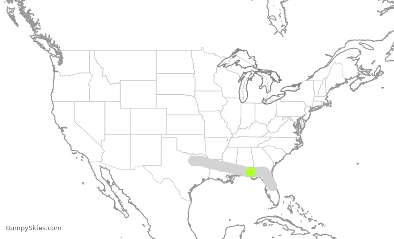 Turbulence forecast map for SWA489, DAL to MCO
