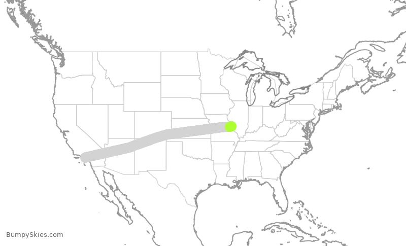Turbulence forecast map for SWA4900, LAX to STL