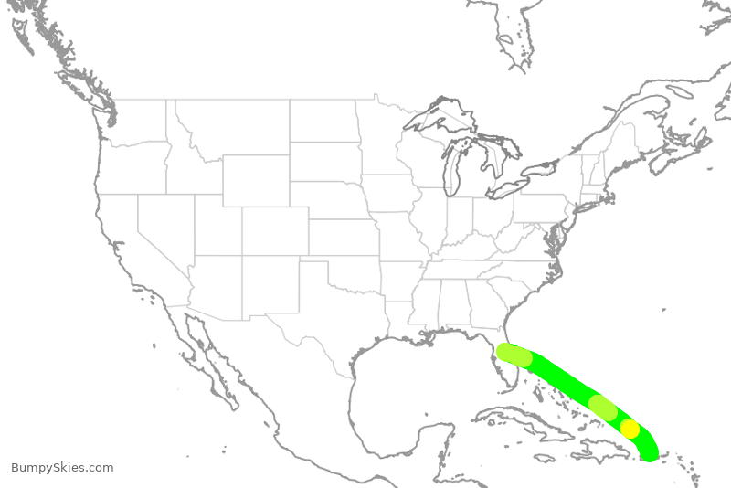 Turbulence forecast map for SWA4903, MCO to SJU