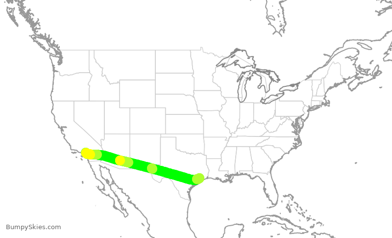 Turbulence forecast map for SWA4907, ONT to HOU