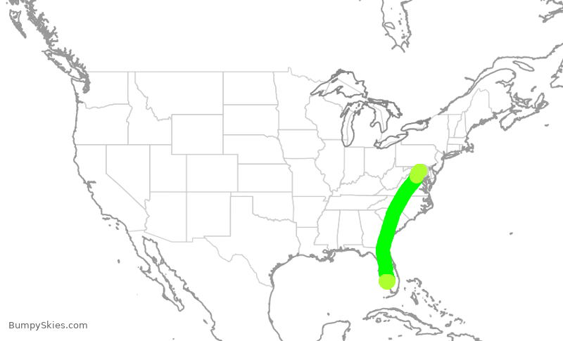 Turbulence forecast map for SWA490, BWI to RSW