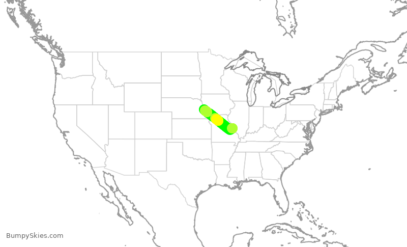Turbulence forecast map for SWA4912, STL to OMA