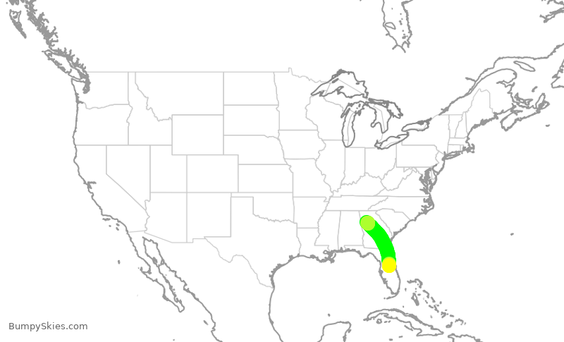 Turbulence forecast map for SWA4922, MCO to ATL