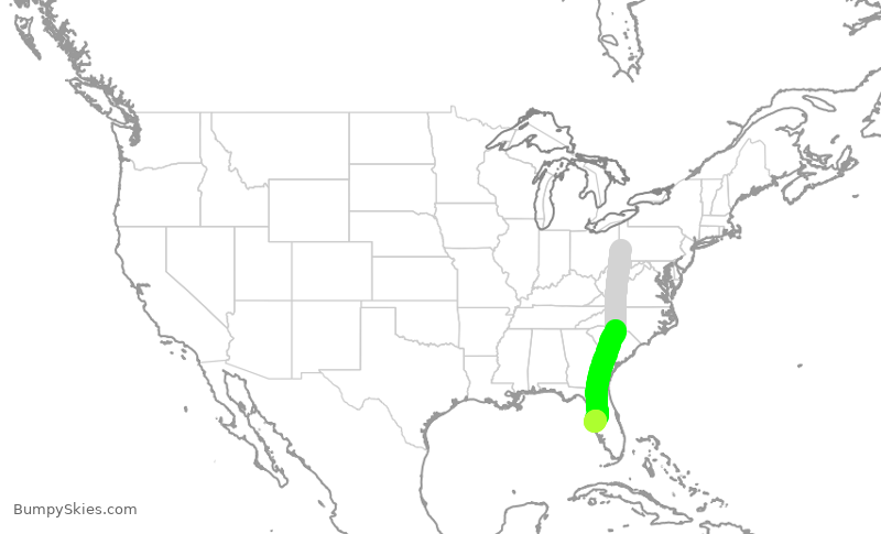 Turbulence forecast map for SWA4929, PIT to TPA