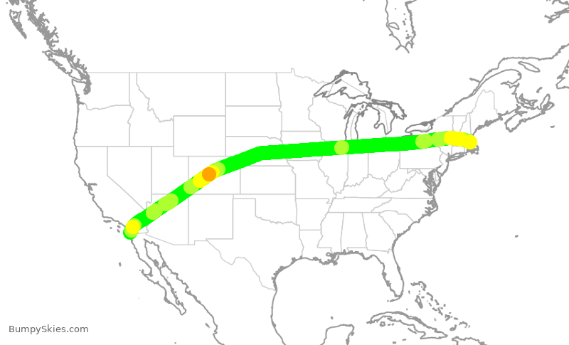 Turbulence forecast map for SWA4930, SAN to BOS