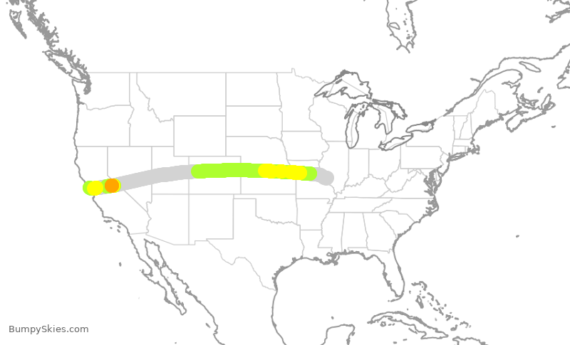 Turbulence forecast map for SWA4931, STL to SFO